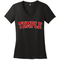 Temple Vintage Texas Sports Design Women's V-Neck T-Shirt