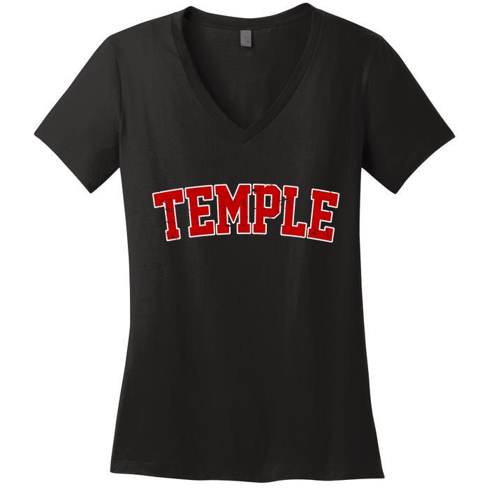 Temple Vintage Texas Sports Design Women's V-Neck T-Shirt