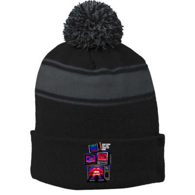 The Video Stripe Pom Pom Beanie