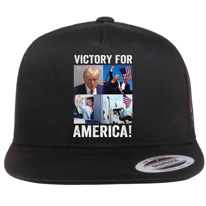 Trump Victory Trump Wins 2024 Election President Celebration Gift Flat Bill Trucker Hat