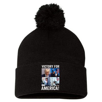 Trump Victory Trump Wins 2024 Election President Celebration Gift Pom Pom 12in Knit Beanie