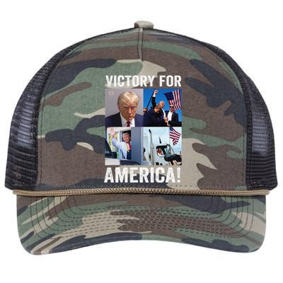 Trump Victory Trump Wins 2024 Election President Celebration Gift Retro Rope Trucker Hat Cap