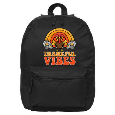 Thankful Vibes Turkey Rainbow Thanksgiving Women 16 in Basic Backpack