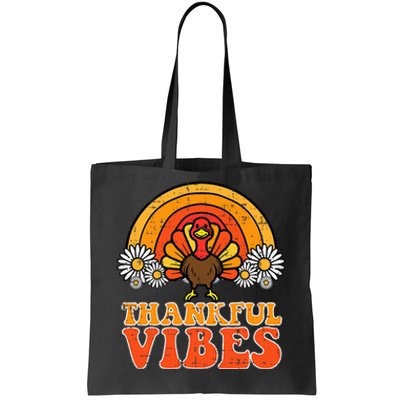 Thankful Vibes Turkey Rainbow Thanksgiving Women Tote Bag