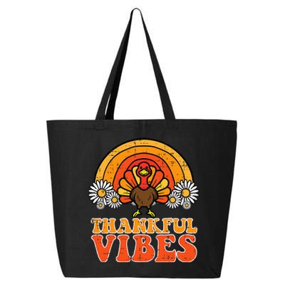 Thankful Vibes Turkey Rainbow Thanksgiving Women 25L Jumbo Tote