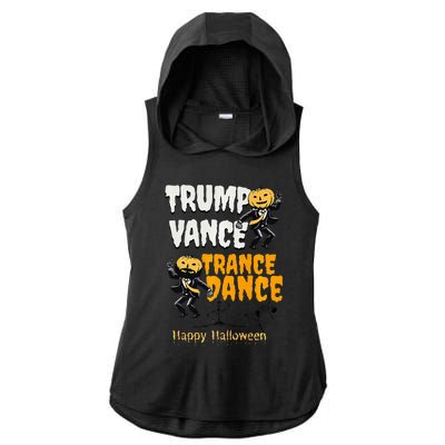 Trump Vance Trance Dance Happy Halloween Dancing Skeleton Premium Ladies PosiCharge Tri-Blend Wicking Draft Hoodie Tank