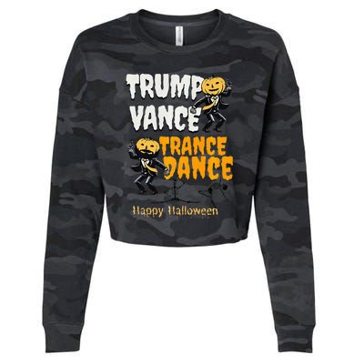 Trump Vance Trance Dance Happy Halloween Dancing Skeleton Premium Cropped Pullover Crew