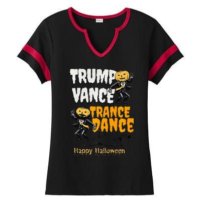 Trump Vance Trance Dance Happy Halloween Dancing Skeleton Premium Ladies Halftime Notch Neck Tee