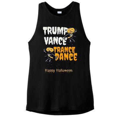 Trump Vance Trance Dance Happy Halloween Dancing Skeleton Premium Ladies PosiCharge Tri-Blend Wicking Tank