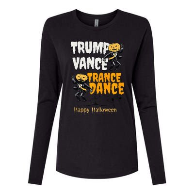 Trump Vance Trance Dance Happy Halloween Dancing Skeleton Premium Womens Cotton Relaxed Long Sleeve T-Shirt