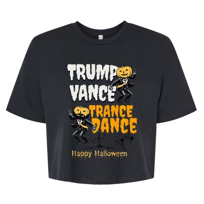 Trump Vance Trance Dance Happy Halloween Dancing Skeleton Premium Bella+Canvas Jersey Crop Tee