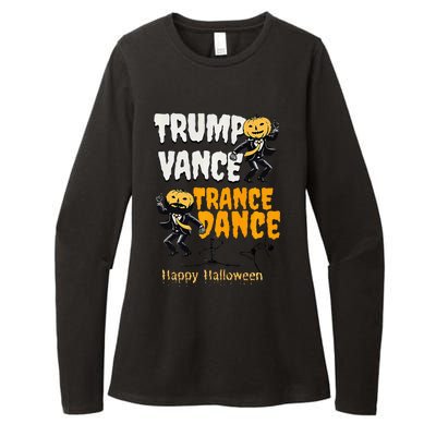 Trump Vance Trance Dance Happy Halloween Dancing Skeleton Premium Womens CVC Long Sleeve Shirt