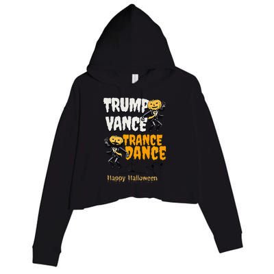 Trump Vance Trance Dance Happy Halloween Dancing Skeleton Premium Crop Fleece Hoodie