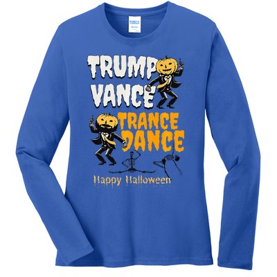 Trump Vance Trance Dance Happy Halloween Dancing Skeleton Premium Ladies Long Sleeve Shirt