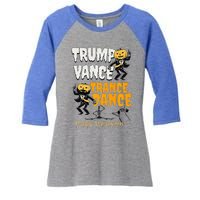 Trump Vance Trance Dance Happy Halloween Dancing Skeleton Premium Women's Tri-Blend 3/4-Sleeve Raglan Shirt