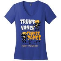 Trump Vance Trance Dance Happy Halloween Dancing Skeleton Premium Women's V-Neck T-Shirt