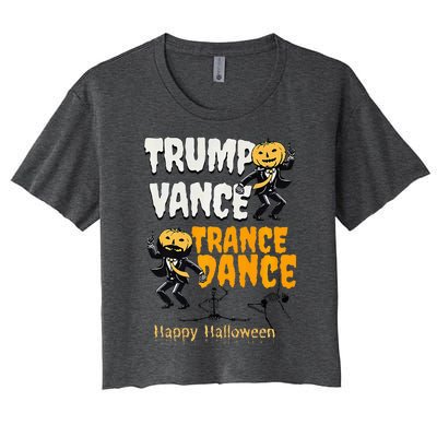 Trump Vance Trance Dance Happy Halloween Dancing Skeleton Premium Women's Crop Top Tee