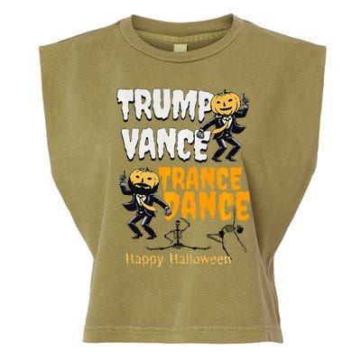 Trump Vance Trance Dance Happy Halloween Dancing Skeleton Premium Garment-Dyed Women's Muscle Tee