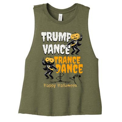 Trump Vance Trance Dance Happy Halloween Dancing Skeleton Premium Women's Racerback Cropped Tank