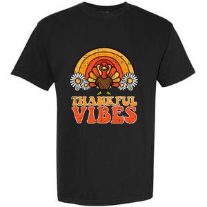 Thankful Vibes Turkey Rainbow Retro Thanksgiving Garment-Dyed Heavyweight T-Shirt