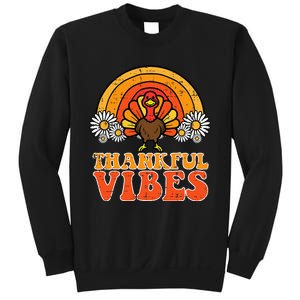 Thankful Vibes Turkey Rainbow Retro Thanksgiving Sweatshirt