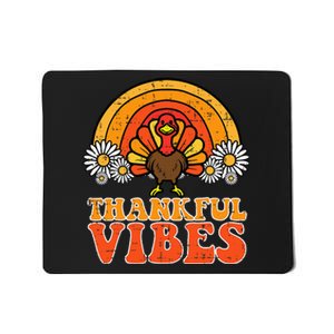 Thankful Vibes Turkey Rainbow Retro Thanksgiving Mousepad