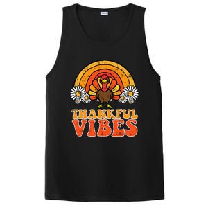 Thankful Vibes Turkey Rainbow Retro Thanksgiving PosiCharge Competitor Tank