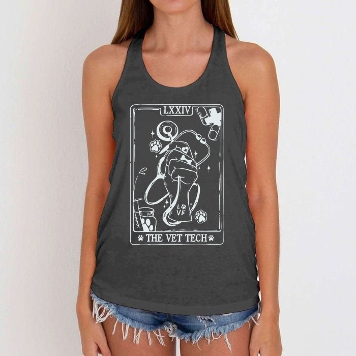 The Vet Tech Tarot Card Funny Veterinary Tech Women's Knotted Racerback Tank