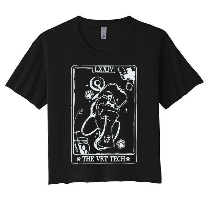 The Vet Tech Tarot Card Funny Veterinary Tech Women's Crop Top Tee