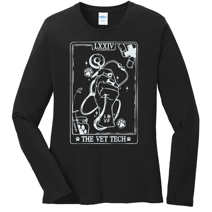 The Vet Tech Tarot Card Funny Veterinary Tech Ladies Long Sleeve Shirt