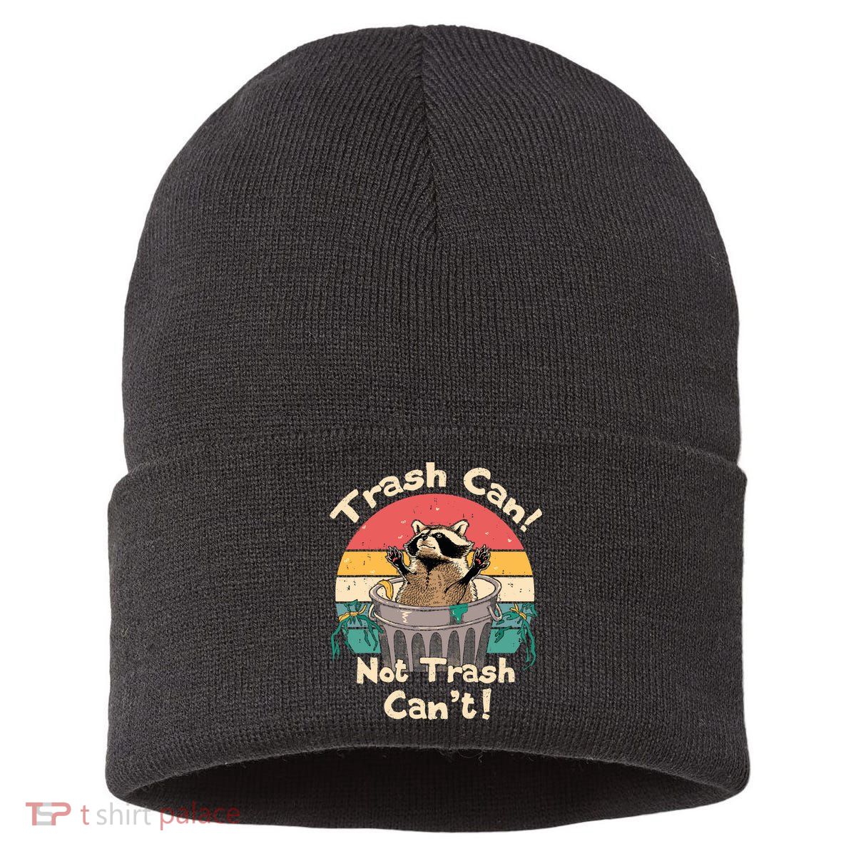 Trash Vintage Talker Raccoon Trash Can Not Trash Cant Sustainable Knit Beanie