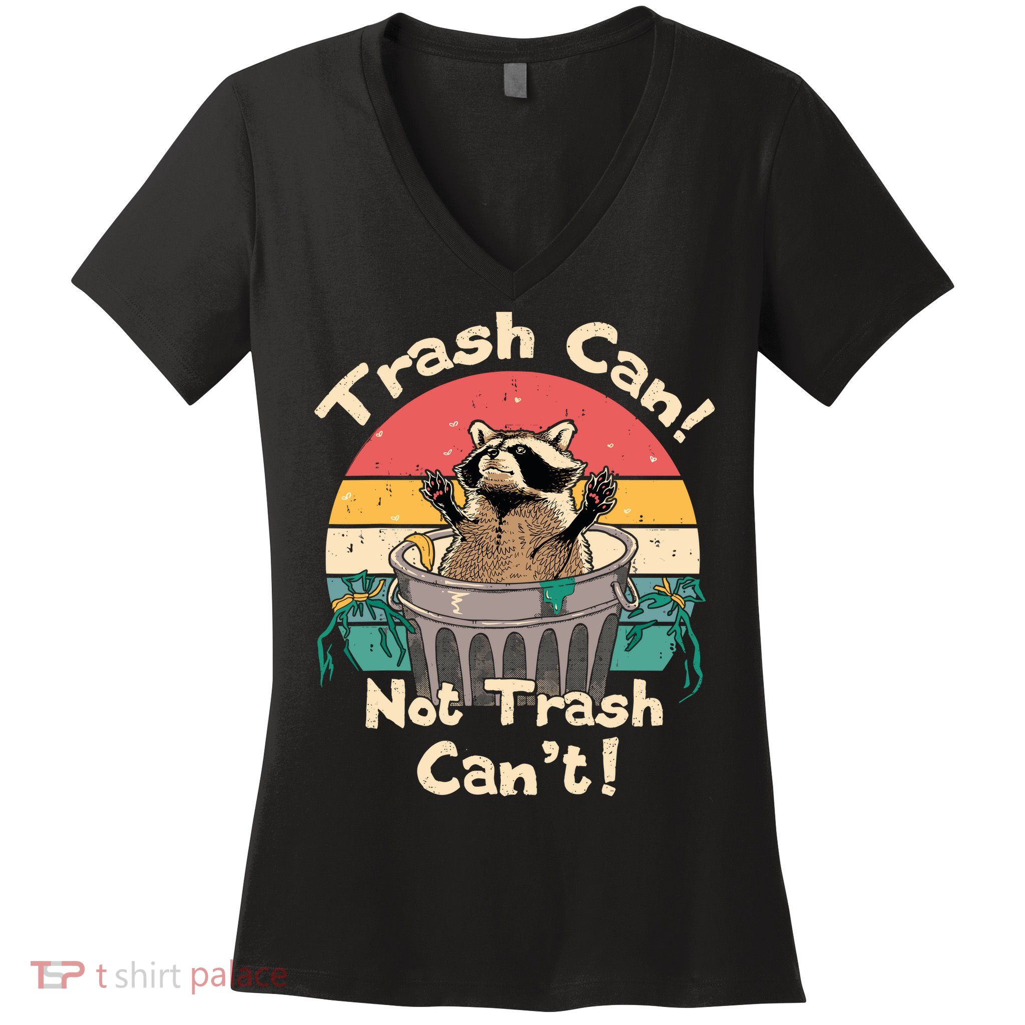 Trash Vintage Talker Raccoon Trash Can Not Trash Cant Women's V-Neck T-Shirt