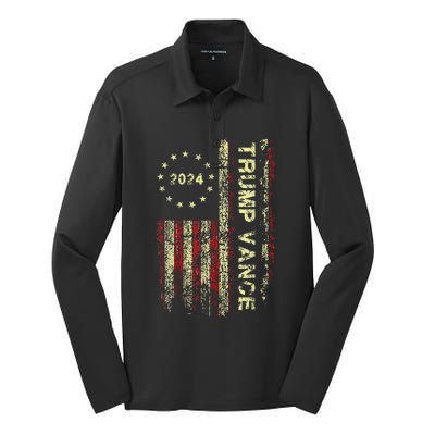 Trumpmania Vance Trump Vance 2024 Take America Back Silk Touch Performance Long Sleeve Polo