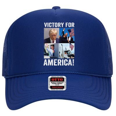 Trump Victory Trump Wins 2024 Election President Celebration High Crown Mesh Back Trucker Hat