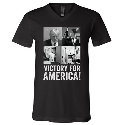 Trump Victory Trump Wins 2024 Election President Celebration V-Neck T-Shirt