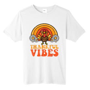 Thankful Vibes Turkey Rainbow Funny Retro Thanksgiving Women Tall Fusion ChromaSoft Performance T-Shirt