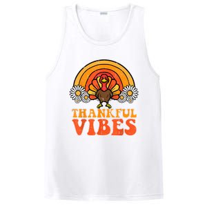 Thankful Vibes Turkey Rainbow Funny Retro Thanksgiving Women PosiCharge Competitor Tank