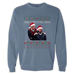 Trump Vance Take Christmas Back Funny Santa Trump Christmas Garment-Dyed Sweatshirt