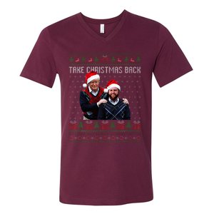 Trump Vance Take Christmas Back Funny Santa Trump Christmas V-Neck T-Shirt