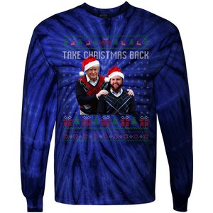 Trump Vance Take Christmas Back Funny Santa Trump Christmas Tie-Dye Long Sleeve Shirt