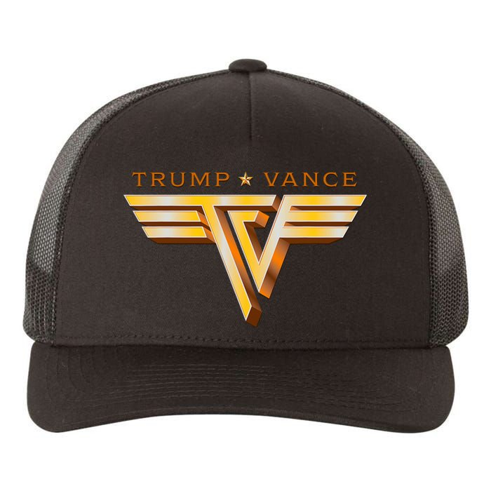 Trump Vance Tv Rocker Gold Logo Vintage Trump Vance 2024 Yupoong Adult 5-Panel Trucker Hat