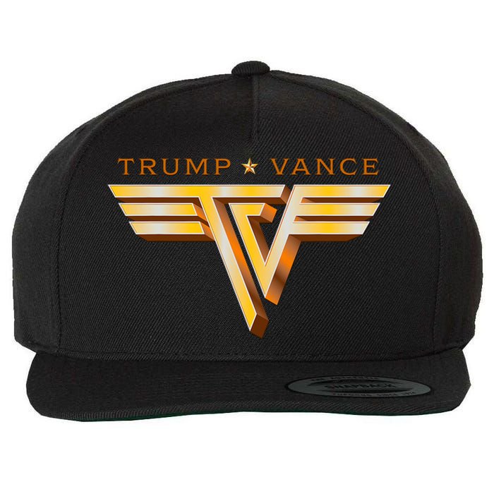 Trump Vance Tv Rocker Gold Logo Vintage Trump Vance 2024 Wool Snapback Cap