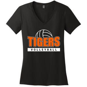 Tigers Volleyball Team Tiger Mascot Sport Gift Idea Women's V-Neck T-Shirt