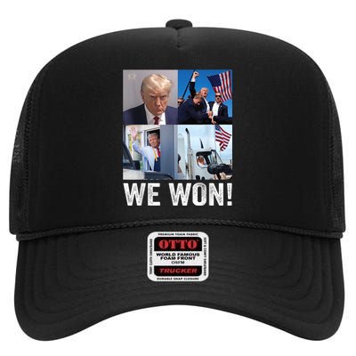 Trump Victory Trump Wins 2024 Election President Celebration High Crown Mesh Back Trucker Hat