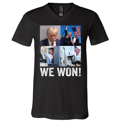 Trump Victory Trump Wins 2024 Election President Celebration V-Neck T-Shirt