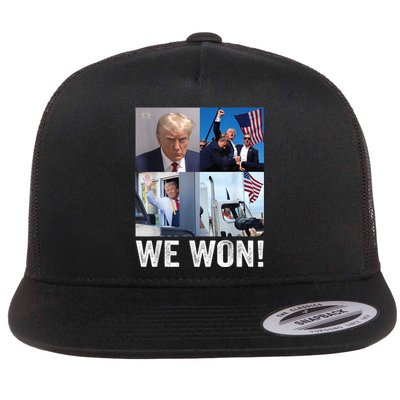 Trump Victory Trump Wins 2024 Election President Celebration Flat Bill Trucker Hat