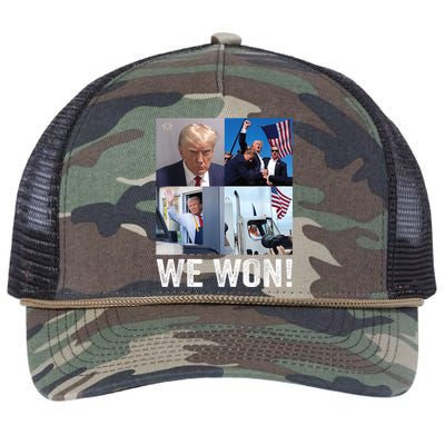 Trump Victory Trump Wins 2024 Election President Celebration Retro Rope Trucker Hat Cap