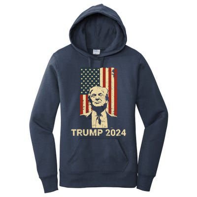 Trump Vintage Usa Flag Trump 2024 Patriotic Gift Women's Pullover Hoodie