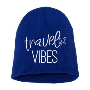 Travel Vibes Vacay Mode Wanderlust Gift Short Acrylic Beanie