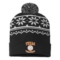 Texas Volleyball Vintage Distressed USA-Made Snowflake Beanie